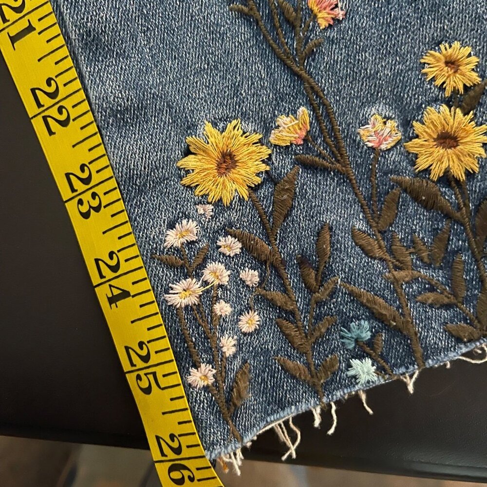 Driftwood Womens Floral Embroidered Straight Leg Jeans Size 32 Boho Denim Y2K - Picture 13 of 13